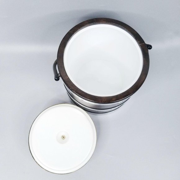 Vintage Ice Bucket Brown Faux Leather Chrome MCM - Picture 9 of 12